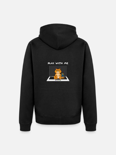 annoyed cat - Unisex Premium Organic Zip Hoodie - black