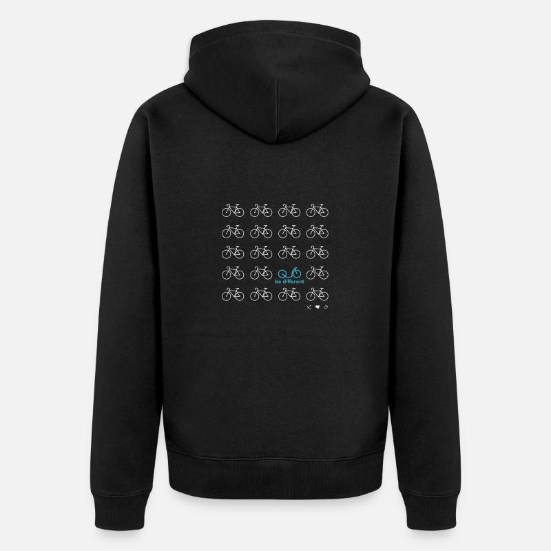 Be Different - Tretroller weiß/türkis - Unisex Premium Bio Zip Hoodie - Schwarz