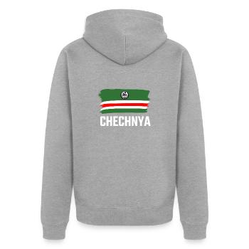 Tchétchénie Tchétchétchène Tschetschenien Tschetschene Drapeau - Veste à capuche bio Premium Unisexe - gris chiné - Dos - Nico (187cm)