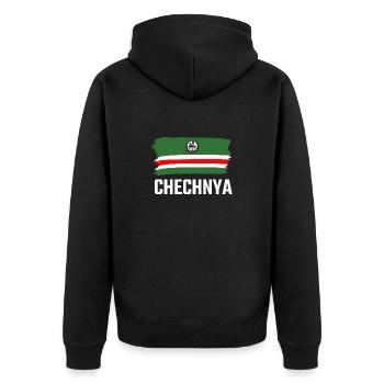 Chechnya Chechen Tschetschenien Tschetschene Flag - Unisex Premium Bio Zip Hoodie - Schwarz - Hinten - Nico (187cm)