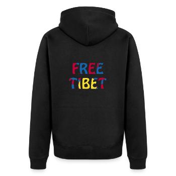 free tibet - Unisex Premium Bio Zip Hoodie - Schwarz - Hinten - Nico (187cm)