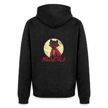 Katzen Vampir - Funny Halloween - Unisex Premium Bio Zip Hoodie - Schwarz - Hinten - Nico (187cm)