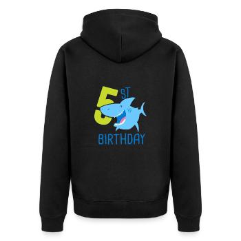 5. Geburtstag Junge 5 Jahre alter Hai - Unisex Premium Bio Zip Hoodie - Schwarz - Hinten - Nico (187cm)