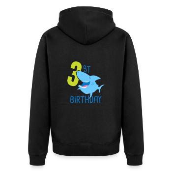 3. Geburtstagskind 3 Jahre alter Hai - Unisex Premium Bio Zip Hoodie - Schwarz - Hinten - Nico (187cm)