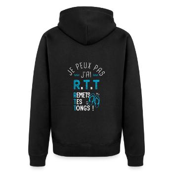je peux pas j ai RTT remets tes tongs humour - Veste à capuche bio Premium Unisexe - noir - Dos - Nico (187cm)