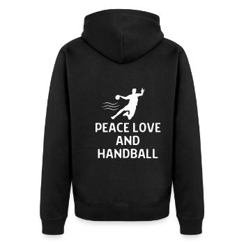 Handball Handballer Spruch Geschenk - Unisex Premium Bio Zip Hoodie - Schwarz - Hinten - Nico (187cm)