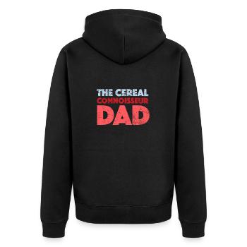 The Cereal Connoisseur Dad - Unisex Premium Organic Zip Hoodie - black - Back - Nico (187cm)