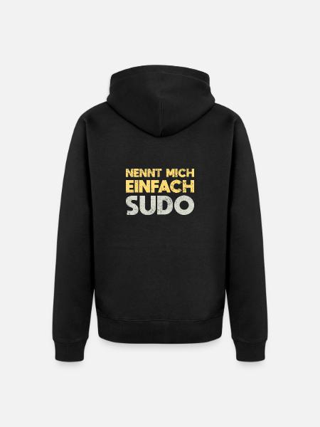 Nennt Mich Einfach Sudo - Unisex Premium Bio Zip Hoodie - Schwarz