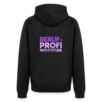 Beruf: Profi-Nichtstuer - Unisex Premium Bio Zip Hoodie - Schwarz - Hinten - Nico (187cm)