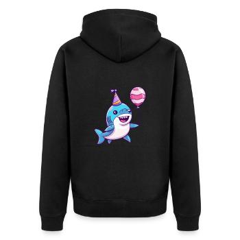 Requin Anniversaire Bébé - Veste à capuche bio Premium Unisexe - noir - Dos - Nico (187cm)