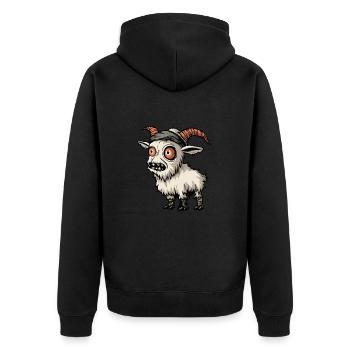 Chèvre de montagne Halloween Bande dessinée drôle - Veste à capuche bio Premium Unisexe - noir - Dos - Nico (187cm)