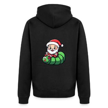 Wurm Weihnachtsmann - Unisex Premium Bio Zip Hoodie - Schwarz - Hinten - Nico (187cm)