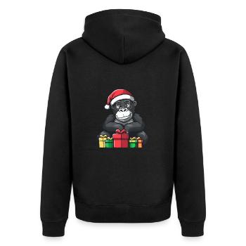 Gorilla Weihnachten Geschenke - Unisex Premium Bio Zip Hoodie - Schwarz - Hinten - Nico (187cm)