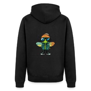 Libelle Cool Comic - Unisex Premium Bio Zip Hoodie - Schwarz - Hinten - Nico (187cm)