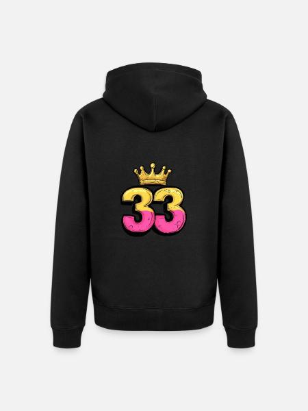 33 Number Krone - Unisex Premium Organic Zip Hoodie - black