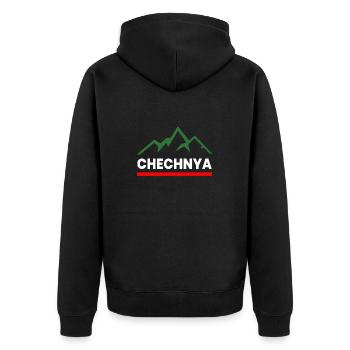 Chechnya Chechen Tschetschenien Tschetschene Berge - Unisex Premium Bio Zip Hoodie - Schwarz - Hinten - Nico (187cm)