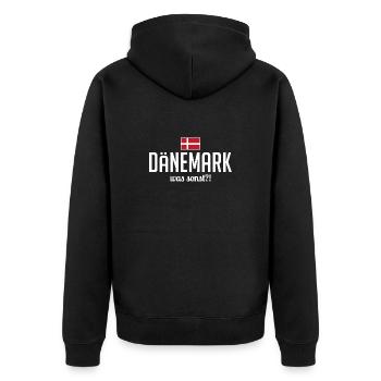 Dänemark was sonst Spruch Urlaubsland Urlaub - Unisex Premium Bio Zip Hoodie - Schwarz - Hinten - Nico (187cm)