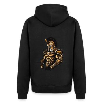 Spartan Gladiator Muscles - Unisex Premium Organic Zip Hoodie - black - Back - Nico (187cm)