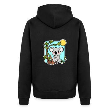 Cute little koala in the eucalytpus tree - Unisex Premium Organic Zip Hoodie - black - Back - Nico (187cm)