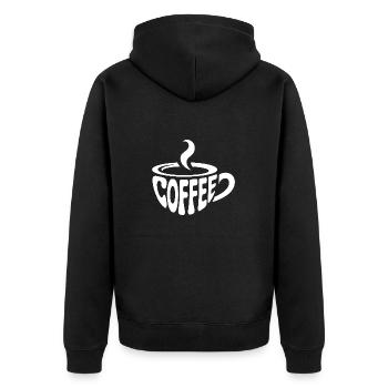 Kaffee - Cooles Café Logo - Unisex Premium Bio Zip Hoodie - Schwarz - Hinten - Nico (187cm)