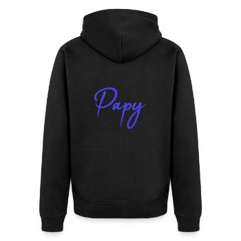 OPA. VATERTAG. ALLES GUTE ZUM GEBURTSTAG OPA. ICH LIEBE DICH. - Unisex Premium Bio Zip Hoodie - Schwarz - Hinten - Nico (187cm)
