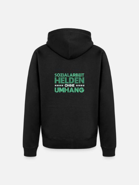 Sozialarbeit - Helden Ohne Umhang - Unisex Premium Bio Zip Hoodie - Schwarz