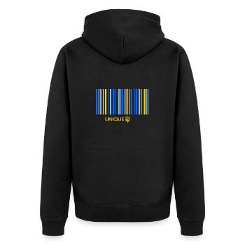 L’UKRAINE soutient Zelenskyj unique-ukrainien - Veste à capuche bio Premium Unisexe - noir - Dos - Nico (187cm)