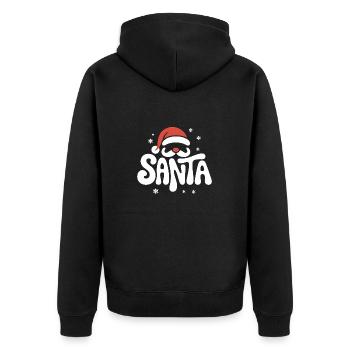 Weihnachtsmann - Cooles Vintage Comic Logo - Unisex Premium Bio Zip Hoodie - Schwarz - Hinten - Nico (187cm)