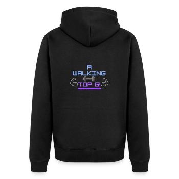 Ein wandelndes Top G! - Unisex Premium Bio Zip Hoodie - Schwarz - Hinten - Nico (187cm)