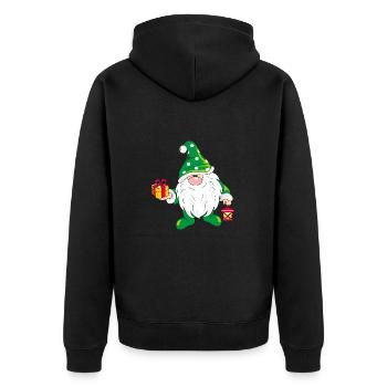 Nordischer Zwerg mit Geschenk - Unisex Premium Bio Zip Hoodie - Schwarz - Hinten - Nico (187cm)
