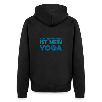 Kontenführung Ist Mein Yoga - Unisex Premium Bio Zip Hoodie - Schwarz - Hinten - Nico (187cm)