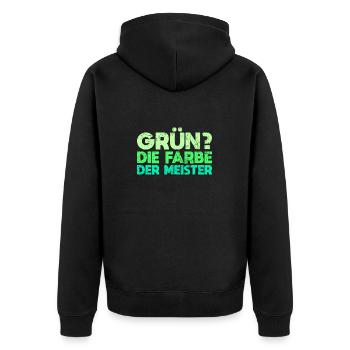 Grün? Die Farbe Der Meister - Unisex Premium Bio Zip Hoodie - Schwarz - Hinten - Nico (187cm)