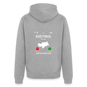 Südtirol Bozen Italien Urlaub Winter Ski Idee - Unisex Premium Bio Zip Hoodie - Grau meliert - Hinten - Nico (187cm)