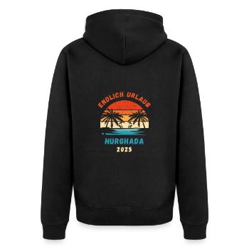 Hurghada Urlaub 2025 Ägypten Reise - Unisex Premium Bio Zip Hoodie - Schwarz - Hinten - Nico (187cm)