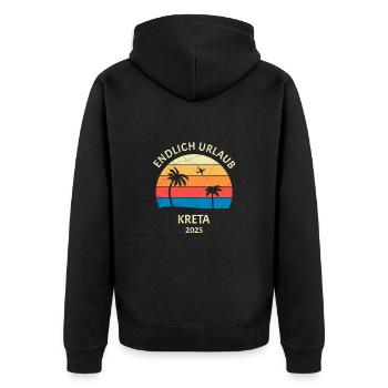 Kreta Urlaub 2025 Griechenland Reise - Unisex Premium Bio Zip Hoodie - Schwarz - Hinten - Nico (187cm)