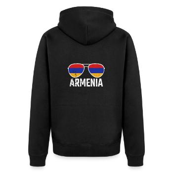Armenia Armenia Sunglasses Armenian Flag Flag - Unisex Premium Organic Zip Hoodie - black - Back - Nico (187cm)