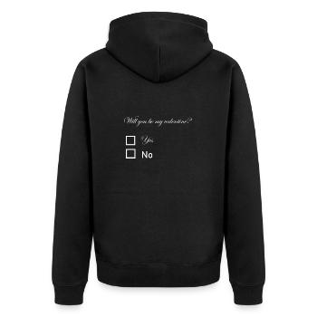 Valetinstag Valentine Date Geschenk Geschenkidee - Unisex Premium Bio Zip Hoodie - Schwarz - Hinten - Nico (187cm)