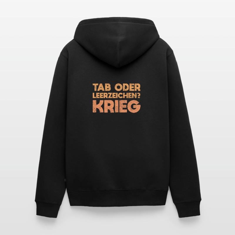 Tab Oder Leerzeichen? Krieg Unisex Premium Bio Zip Hoodie