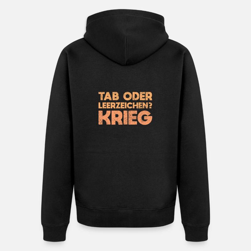 Tab Oder Leerzeichen? Krieg - Unisex Premium Bio Zip Hoodie - Schwarz