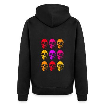 Colored Linear Skull Art - Unisex Premium Organic Zip Hoodie - black - Back - Nico (187cm)