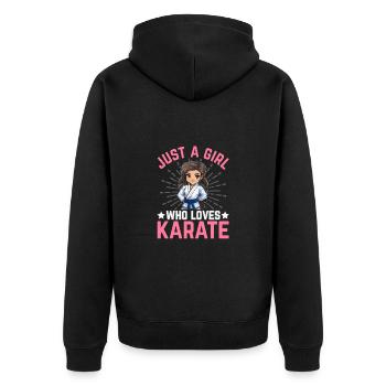 Juste une fille qui aime le karaté - Veste à capuche bio Premium Unisexe - noir - Dos - Nico (187cm)