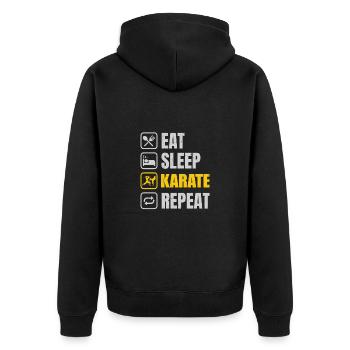 Eat Sleep Karate Repeat - Unisex Premium Organic Zip Hoodie - black - Back - Nico (187cm)