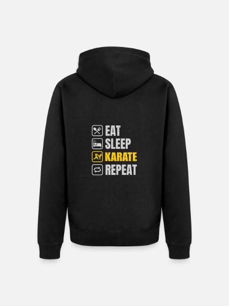 Eat Sleep Karate Repeat - Unisex Premium Organic Zip Hoodie - black