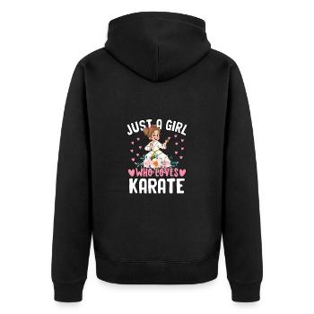 Juste une fille qui aime le karaté - Veste à capuche bio Premium Unisexe - noir - Dos - Nico (187cm)