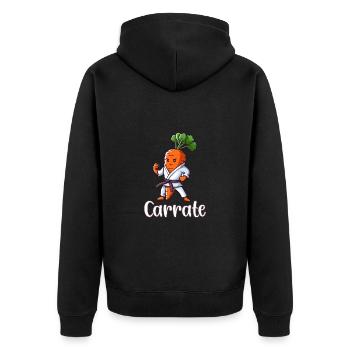 Karat - Unisex Premium Bio Zip Hoodie - Schwarz - Hinten - Nico (187cm)