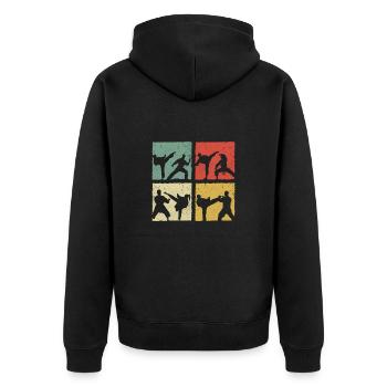 Karate - Unisex Premium Bio Zip Hoodie - Schwarz - Hinten - Nico (187cm)