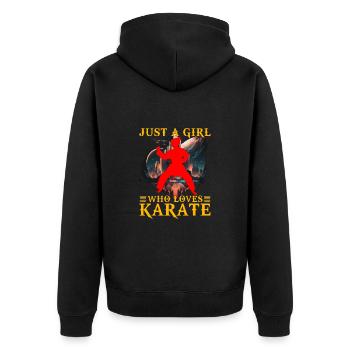Juste une fille qui aime le karaté - Veste à capuche bio Premium Unisexe - noir - Dos - Nico (187cm)