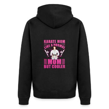 Karate Mom wie eine normale Mama, aber cooler - Unisex Premium Bio Zip Hoodie - Schwarz - Hinten - Nico (187cm)