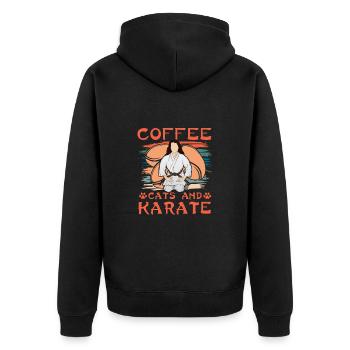 Café, chats et karaté - Veste à capuche bio Premium Unisexe - noir - Dos - Nico (187cm)