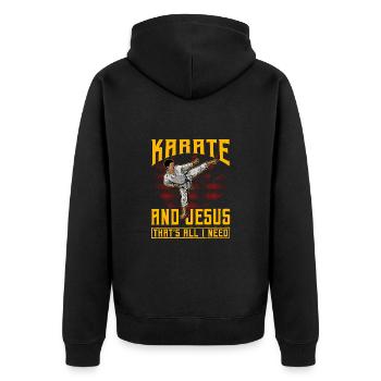 Le karaté et Jésus, c’est tout ce dont j’ai besoin - Veste à capuche bio Premium Unisexe - noir - Dos - Nico (187cm)